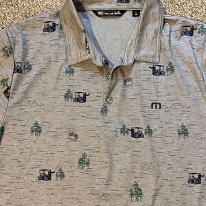 Travis Mathew Gray Polo with Green and Black Print